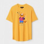 Yellow Unisex DOT KNIT Regular Fit Printed Round Neck T-Shirt