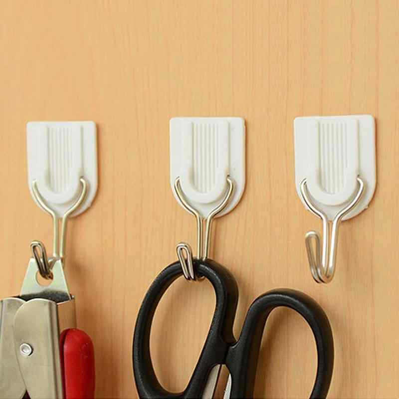 ZLinKJ-6pcs-Self-adhesive-White-Wall-Hook-Hanger-Plastic-Sticky-Door-Robe-Hooks-Holder-for-Clothes.jpg_q50_2_0d1ae037-70db-4a6e-a936-7e4a260326f5.jpg Adhesive Sticker ABS Plastic Hook Towel Hanger for Kitchen / Bathroom - Image 1