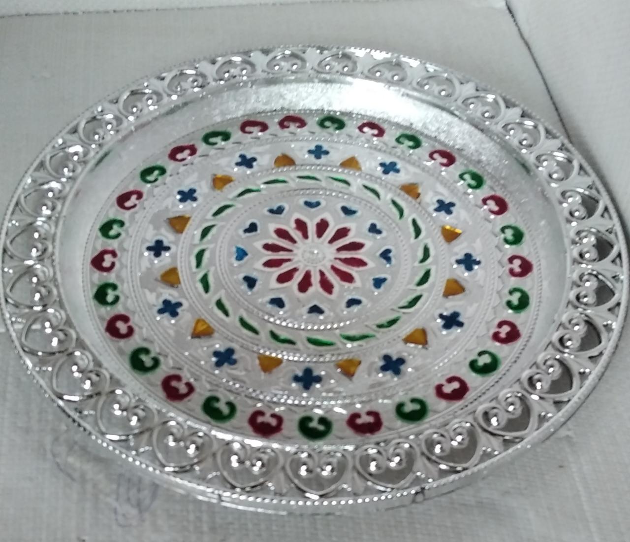 c0c49c53-ab22-4029-b9c5-6d4d9e7240a9.jpg Silver Plated Pooja Thali - Image 1