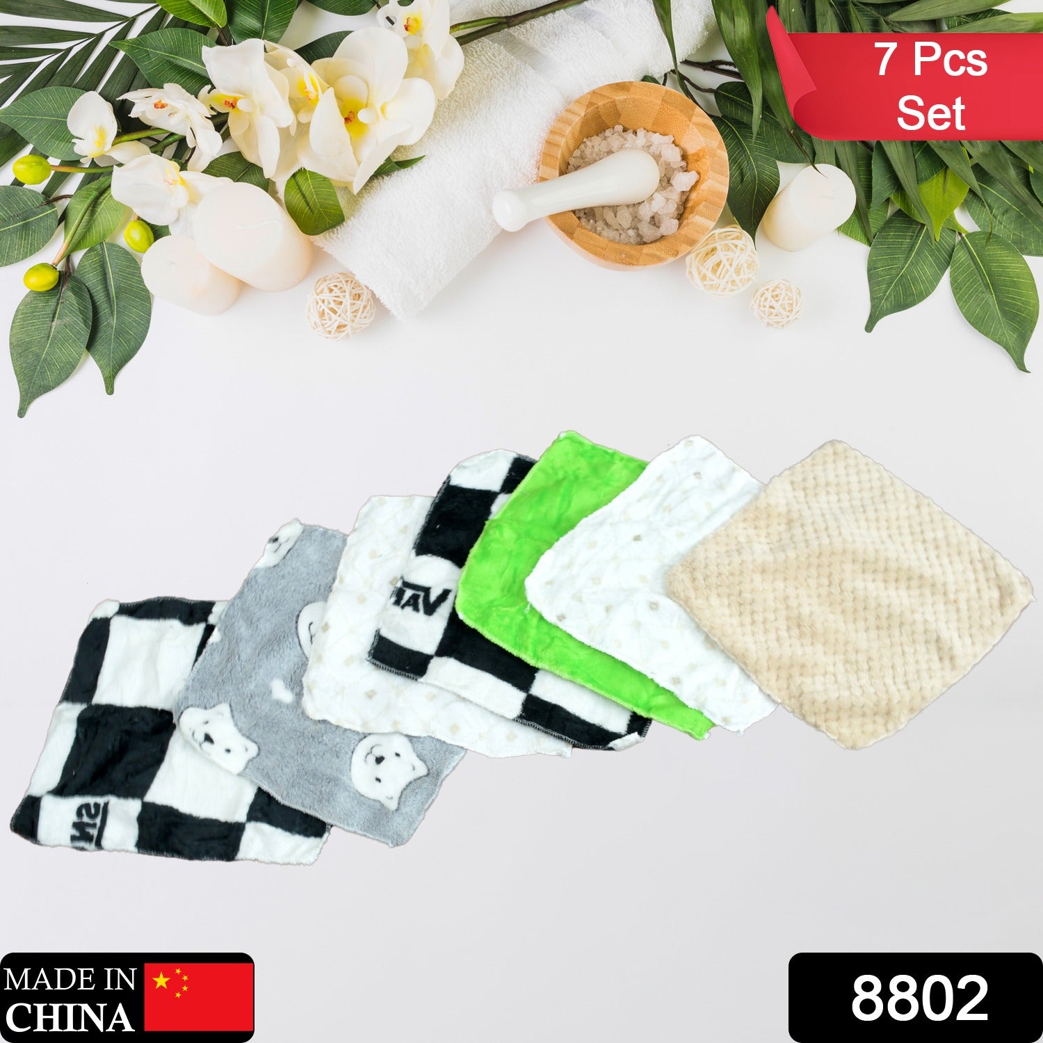 c99f8311-1348-4dbc-8dfe-26228164cd97.jpg Cotton Hand Towel Microfiber wash Basin Hanging Hand Towel ( 7 pcs Set ) - Image 1