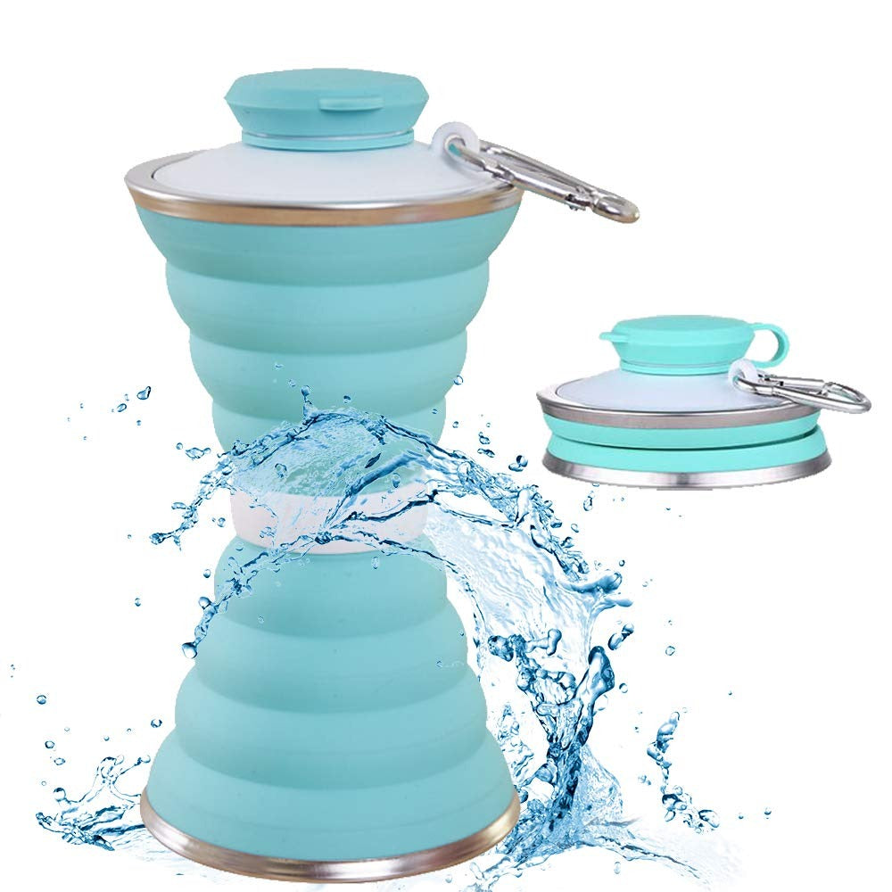 f6f6eae9-7f35-4bfa-bf07-cc4dc1a8f1ee.jpg Silicone Collapsible Water Bottle for Camping & Sports (BPA Free, Leak Proof) - Image 1
