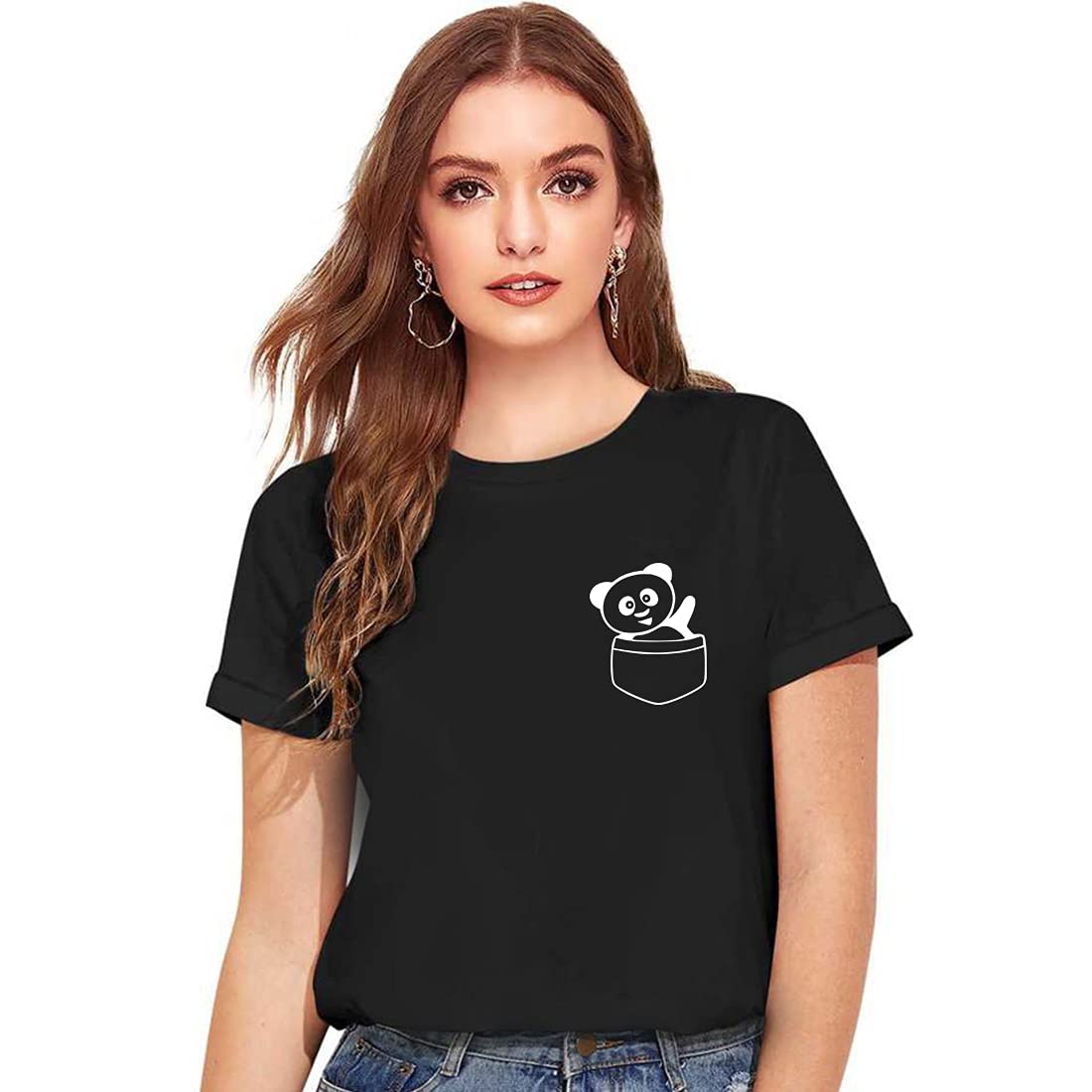 img-33-1.jpg Cotton Regular Fit Printed Round Neck T-Shirt For Women - Image 1