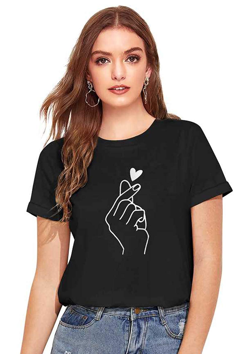 img-34-1.jpg Cotton Regular Fit Printed Round Neck T-Shirt For Women - Image 1