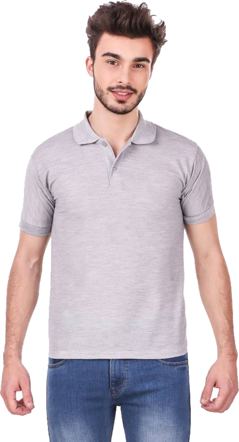 m-tshirt-polo-grey-allcarty-original-imaffh8rxf2fygzh.jpeg One-H Men's Polo Neck Short Sleeve Casual Tshirt Grey color (Pack of 1) - Image 1