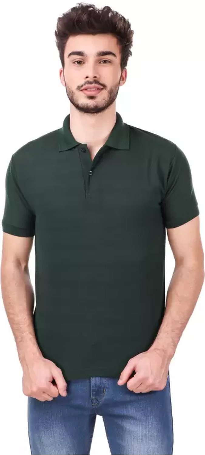 xl-tshirt-polo-green-allcarty-original-imaffxhfngpqmnne.jpeg One-H Men's Polo Neck Short Sleeve Casual Tshirt Green color (Pack of 1) - Image 1