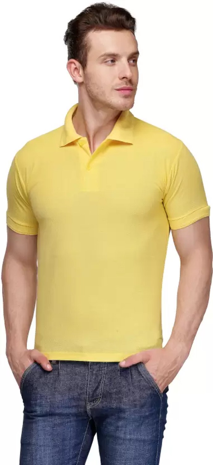 xxl-tshirt-polo-yellow-allcarty-original-imaffh8tpsu9twhs.jpeg One-H Men's Polo Neck Short Sleeve Casual Tshirt Yellow color (Pack of 1) - Image 1